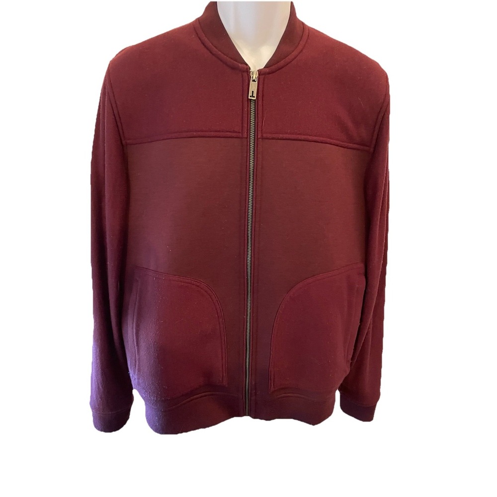 Ted Baker london jacket bomber knit Burgundy Size 5 XL Flaw on Pocket